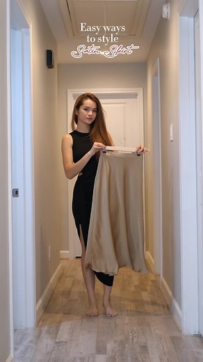 3.9M views · 87K reactions | Easy ways to style a satin midi skirt #fashioninspo #xuhuong #xuhuongtiktok2023 #falloutfits #falloutfitinspo #outfitinspiration | Tram Do | Facebook