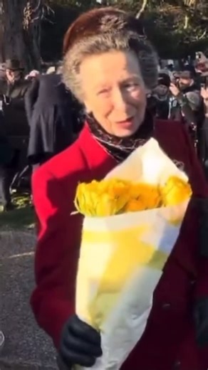 The Royal Stepsister on Instagram: "This is hilarious, as it always is, from Princess Anne. 💛🎄 I believe I read she’s owned this red coat for over 30 years!!"