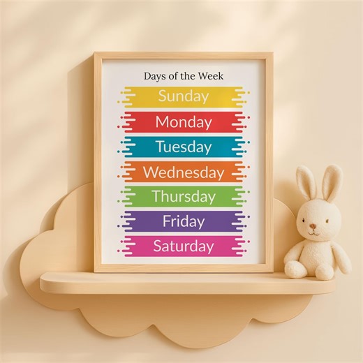 Days of the Week Printable for Kids | Classroom Learning Wall Art Digital Download - Etsy
