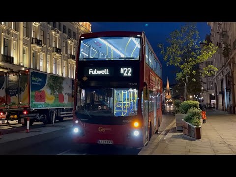 Full Route Visual. Route N22: Oxford Circus - Fulwell | EvoSeti MHV98 LF67 EWX