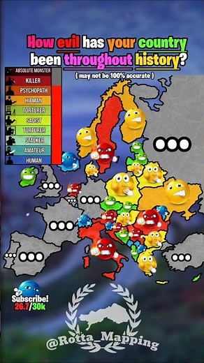How evil has your country been throughout history? 😈🌏⏳️ #map #mapping #mapper #geography #europe#geo