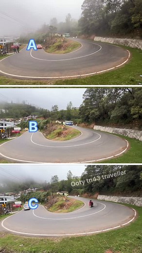 9.7K views · 5K reactions | Buses Same Spot! Green  vs Blue  vs Yellow  | Sharp Curve U-Turn | Who Nailed It?  | Ooty tn43 traveller | Facebook