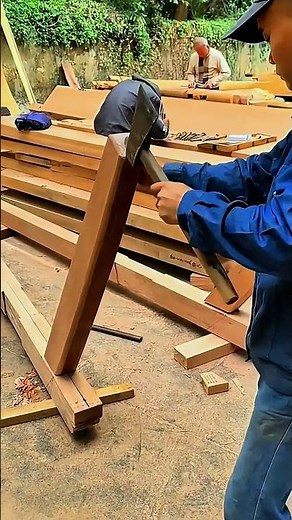 Master Carpenter Builds a Wooden Frame with Just an Axe — Satisfying Woodworking Skills!