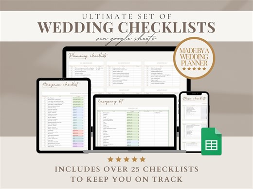 Digital Wedding Planning Checklist Google Sheets Wedding To-do List Digital Wedding Checklist Wedding Planner Checklist Honeymoon Checklist - Etsy