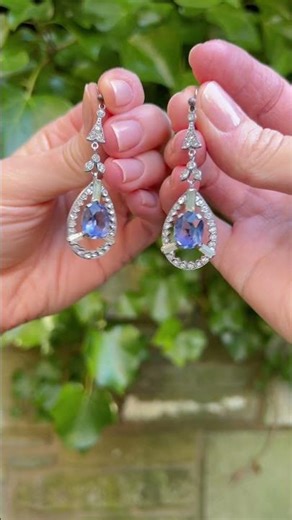 Art Deco 1920s Blue Glass and Paste Vintage Drop Earrings