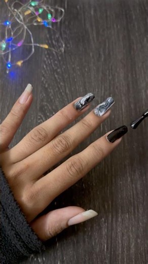 Abstract nails tutorial🖤🤍 #shorts #nailart #nails #trending #viral #youtubeshorts #blacknailart