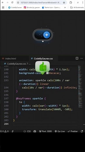 🖱️ CSS Toggle Button with Smooth Animation #webdevelopment #coding #animation #shorts