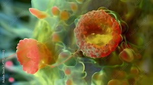 An ultracloseup of a single cell revealing the intricate details of its adapted structure such as the propelling flagellum and the . AI generation.