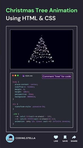 christmas tree animation using html and css #trending #coding #frontendcourse #viral #grow