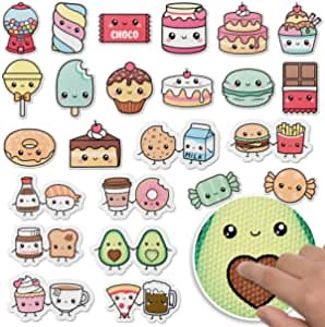 Anxiety Sensory Stickers Textured Strips and Cute Designs for Classroom Desks and Special Needs with Reusable Adhesive 3 inches (Set of 24) Food Treats Kawaii