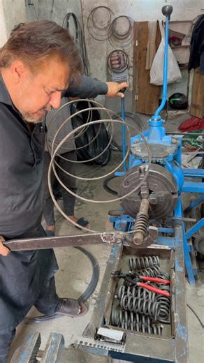 Vintage Old Lathe Machine | Heavy Duty Spring Making from Iron Wire | Simple Handmade Method #shorts
