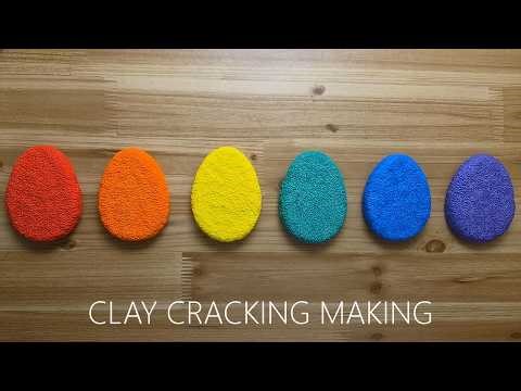 Rainbow happy easter egg clay cracking making 4 무지개 달걀 폼 클레이로 만들기 4