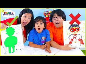 Painting Ryan Challenge Superhero Red Titan Daddy vs Mommy - Videos For Kids