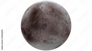 Looping Planet Pluto Rotating 3D animation Ultra HD 4K Alpha channel is included