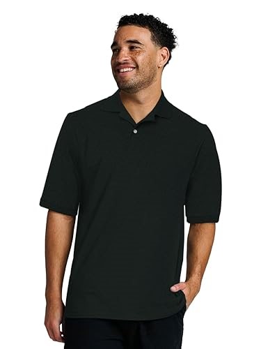 Jerzees Men's Men's Short Sleeve Polo Shirts, Cotton Blend, Two Button Closure, Regular Fit, Sizes S-5x