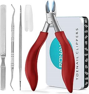 Toenail Clippers for Ingrown & Thick Toenails - Heavy Duty Toe Nail Clippers for Remove Side Ingrown Toenail with Angled Sharp Blades, Professional Pedicure Tool with Long Handle for Seniors & Men