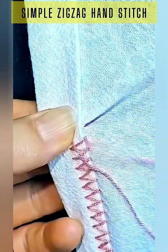 SIMPLE ZIGZAG HAND STITCH FOR NEAT FABRIC EDGES #sewinghack #handsewing