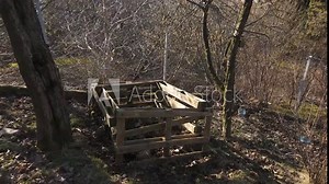 wooden pallet composter in garden. permaculture concept Stock Video