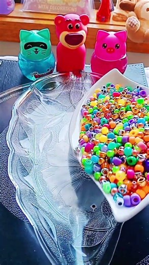 ASMR SATISFYING 🌈 SOUNDS WOW!! BEADS FILLING | MIXED TOYS PLATTER #shorts #trending #toys