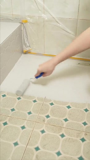 How to Paint Bathroom Floor with Tile Stencil | Home Renovation Ideas