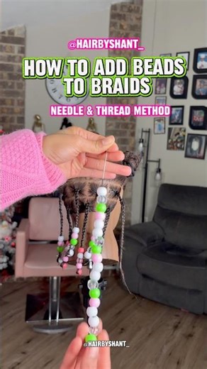 how to add beads to braids with needle and thread 💕 #braids #beads