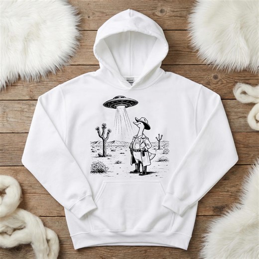 Goose Sheriff UFO Hoodie, Vintage Alien Abduction Western, Funny Cowboy Meme Pullover Unisex - Etsy