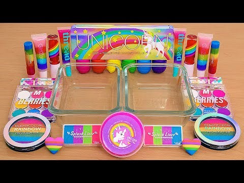 Unicorn Rainbow Slime Mixing - Makeup Eyeshadow Into Slime ASMR