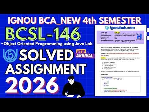 BCSL-146 SOLVED ASSIGNMENT Jan-26/July-26 | IGNOU BCA_NEW 4TH Semester Solved Assignment 2026 |IGNOU