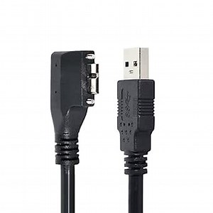 CY Cable Micro USB3.0 Dual Screws Locking to USB3.0 Data 5Gbps Power Cable 90 Degree Left Angled Type for VR Industrial Camera Computer (0.5M)