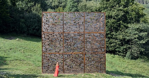 alberto frigo encodes his life as iron pixels with cubic sculpture in the little dolomites