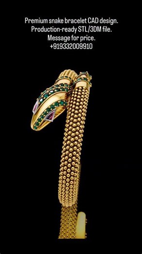 Premium snake bracelet CAD design. Production-ready STL/3DM file. Message for price. 919332009910 #JewelryDesign #GoldBracelet #LuxuryJewelry #CADJewelry | Rubel Sk