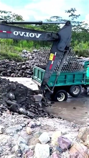 Genius Stone Grading Hack with Excavator! #shorts