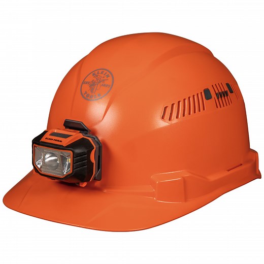 Hard Hat, Vented, Cap Style with Headlamp, Orange - 60901 | Klein Tools