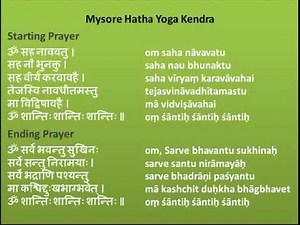 Mysore Hatha Yoga Kendra Starting & Ending Prayer