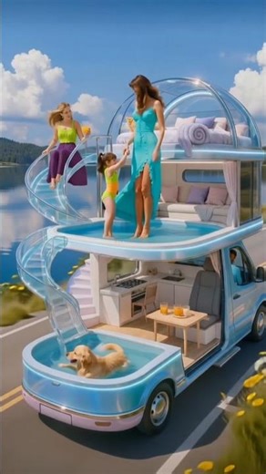 The Ultimate Dream RV?! 🚍💦 Slide into Luxury!#RV Life #Glamping #Future Tech#Dream Home#Travel Goals