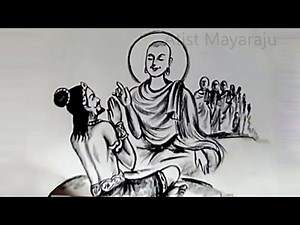How to Draw "Poson poya day" / Buddhist monk Mahinda and King Devanampiyatissa / Mihinthalaya