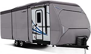 RVMasking Upgraded Waterproof 500D Top Travel Trailer Cover for 26'1" - 28'6" RV Camper Motorhome with 4 Tire Covers, Tongue Jack Cover