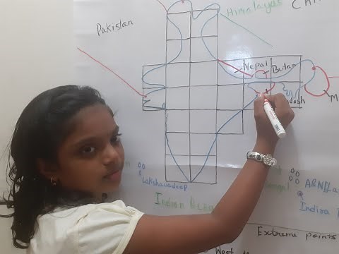 How to draw political map of India, step by step Easy trick to draw India map by using boxes