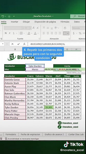 Reply to @ru_ben1421 Comenten como lo harian ustedes😉 BuscarX con dos condiciones en #excel #aprendeentiktok #fyp #fypシ #tutorial #formulas #buscarv
