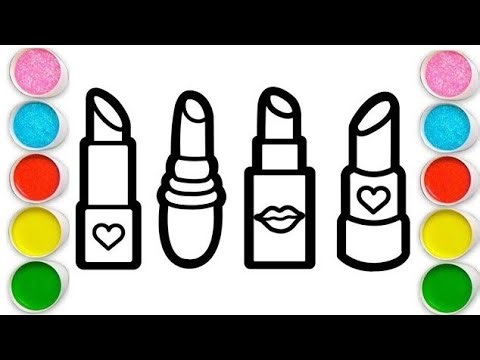 How to draw lipstick with rainbow for kids ? Coloring for kids.