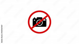 camera not allowed, Red Prohibited sign on Camera icon representing No Photography, Camera banned, no camera allowed sign.