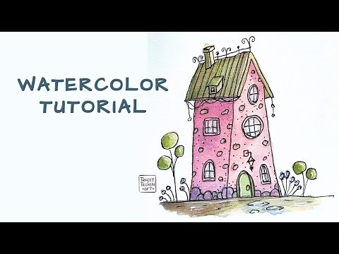 Easy Whimsical Watercolor House with Gold Accents — Beginner-Friendly Step-by-Step