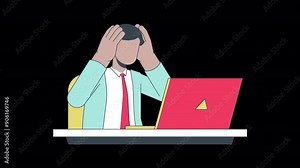 2D Character Work Pressure Animation 4K On Alpha Stock Video