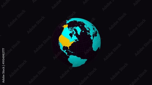 Georgia on Globe. Animated zoom into the state. Georgia, United States intro, logo, presentation animation. Boundary shape on globe with round text. Short video.