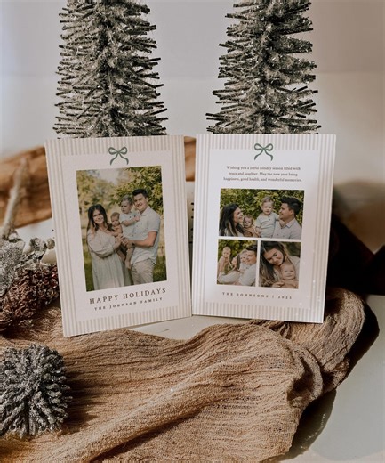 Editable Family Photo Holiday Card Template, Wrapping Paper Theme (digital Download) - Etsy