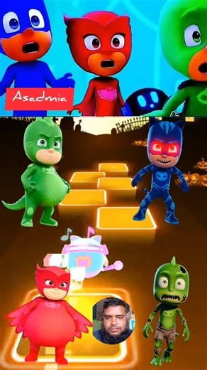 PJ Masks - Owlette 🆚 Gekko 🆚 Owlette 🆚 Gekko X Dance Song Tiles Hop EDM Rush #shorts #viralvideo