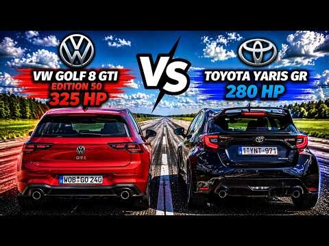 325 HP VW Golf GTI Edition 50 vs 280 HP Toyota GR Yaris - Epic Drag Race 0 - 270 & 100-200 km/h