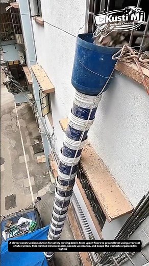 Ingenious Vertical Debris Chute: Safe Material Disposal from High-Rise Construction.