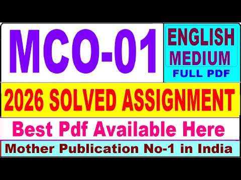 MCO 01 solved assignment 2026 || mco 01 solved assignment 2025-26 in English || ignou mco1