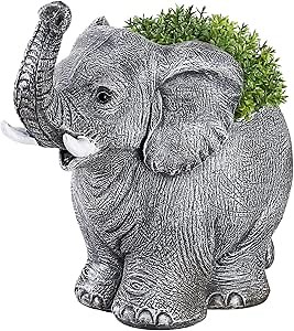 Resin Elephant Planter Pot for Succulent Indoor 6 x 5 x 7 inches